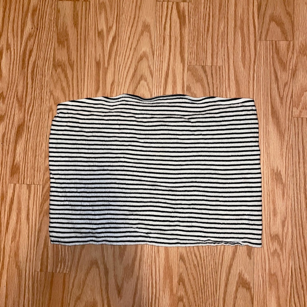 Black and White Stripe Tube Top - Medium